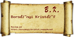 Borsányi Kristóf névjegykártya